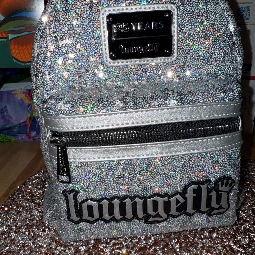 Loungefly Silver Sequin Mini Backpack